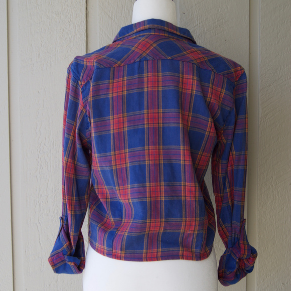 New TOPSHOP Casual Plaid Shirt - Cropped Tie Front - Picture 2 of 8